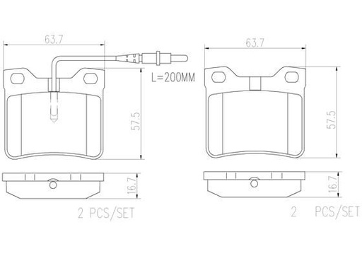 [P50030N] REAR PADS BREMBO CERAMIC MERC