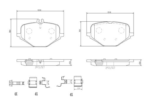 [P50167] BRAKE PADS REAR BREMBO MERC
