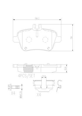 [P50091N] BRAKE PADS REAR BREMBO CERAMIC MERC