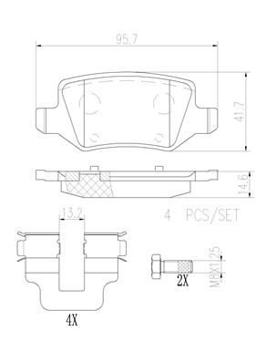 [P50090N] BRAKE PADS REAR BREMBO CERAMIC MERC