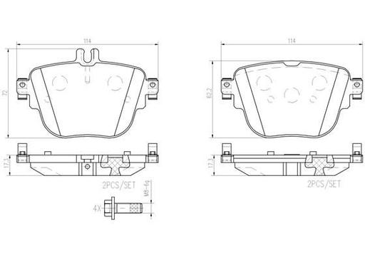 [P50141N] BRAKE PADS REAR BREMBO CERAMIC MERC