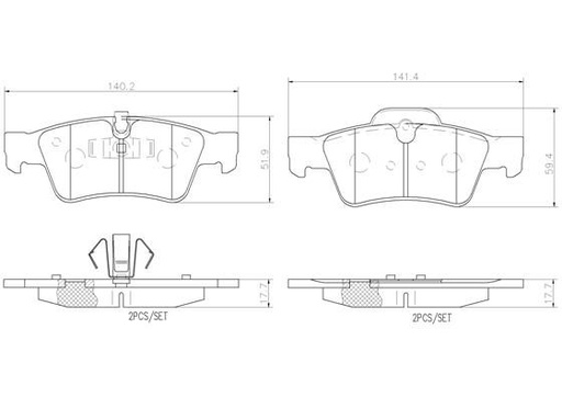 [P50064N] BRAKE PADS REAR BREMBO CERAMIC MERC