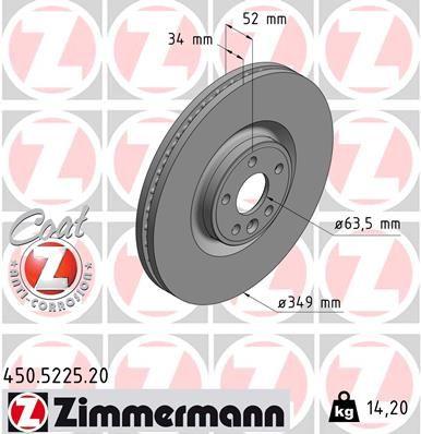 [450.5225.20] BRAKE DISC FRONT 349MM ZIMMERMANN LAND ROVER