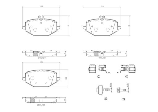 [P50161N] BRAKE PADS REAR BREMBO CERAMIC MERC