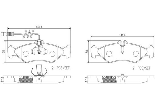 [P50081N] BRAKE PADS REAR WITH SENSOR BREMBO CERAMIC MERC VAG