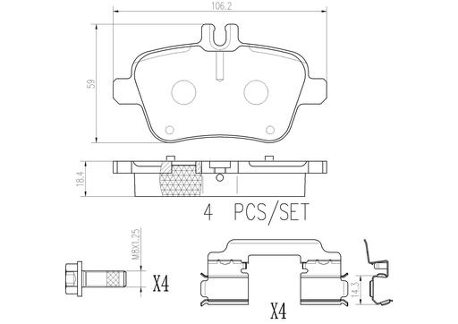 [P50135N] BRAKE PADS REAR BREMBO CERAMIC MERC INFINITI