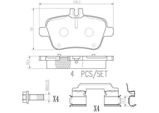 [P50135N] REAR PADS BREMBO CERAMIC MERC INFINITI