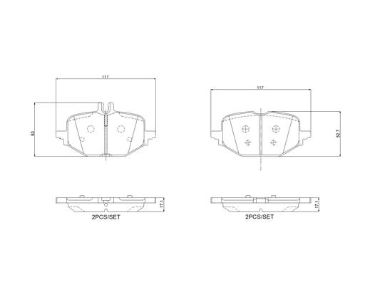 [P50172N] BRAKE PADS REAR BREMBO CERAMIC MERC