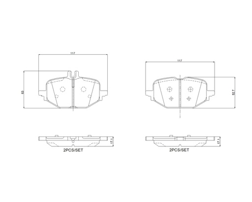 [P50172N] REAR PADS BREMBO CERAMIC MERC