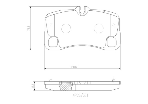[P65035N] REAR PADS BREMBO CERAMIC PORSCHE