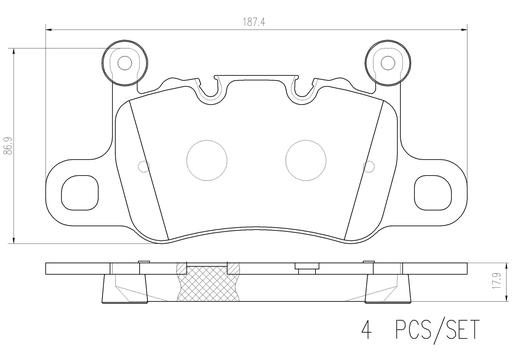 [P65038N] BRAKE PADS REAR BREMBO CERAMIC PORSCHE