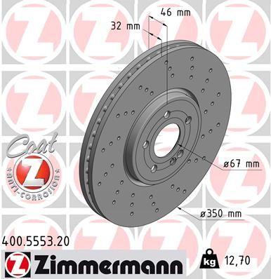 [400.5553.20] BRAKE DISC FRONT 350MM ZIMMERMANN MERC