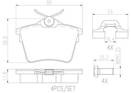 [P61079N] BRAKE PADS REAR BREMBO CERAMIC PSA