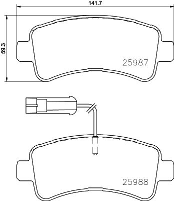 [P61130N] BRAKE PADS REAR BREMBO CERAMIC PSA FIAT