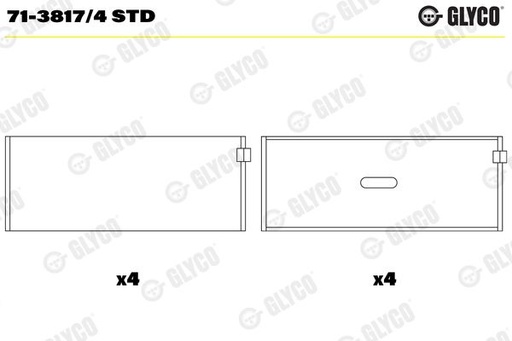 [71-3817/4 STD] CONROD BEARING SET GLYCO MERC