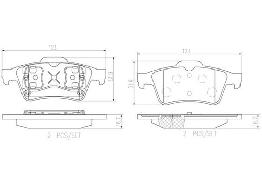 [P59044N] BRAKE PADS REAR BREMBO CERAMIC RENAULT