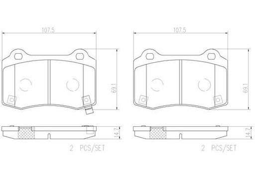 [P30074N] BRAKE PADS REAR BREMBO CERAMIC TESLA JEEP
