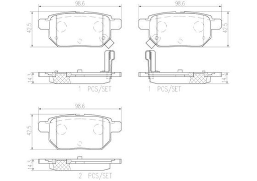 [P83083N] BRAKE PADS REAR BREMBO CERAMIC TOYOTA