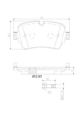 [P85161N] BRAKE PADS REAR BREMBO CERAMIC VAG