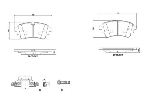 [P85186N] BRAKE PADS REAR BREMBO CERAMIC VAG