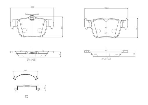 [P85184N] BRAKE PADS REAR BREMBO CERAMIC VAG