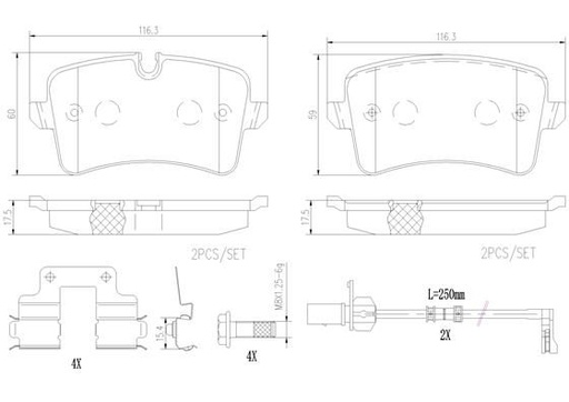 [P85157N] BRAKE PADS REAR BREMBO CERAMIC VAG