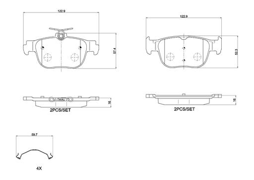 [P85189N] BRAKE PADS REAR BREMBO CERAMIC VAG