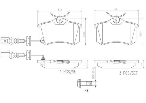 [P85066N] BRAKE PADS REAR BREMBO CERAMIC VAG