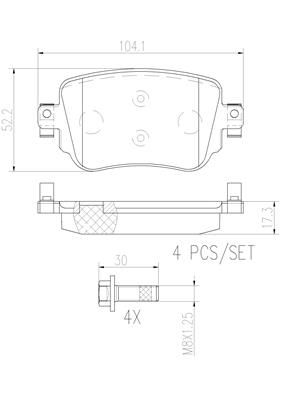 [P85140N] BRAKE PADS REAR BREMBO CERAMIC VAG