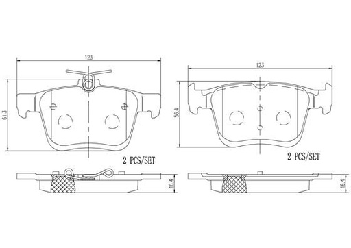 [P85125N] BRAKE PADS REAR BREMBO CERAMIC VAG