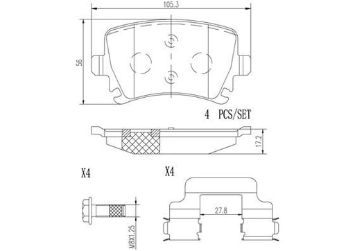 [P85095N] BRAKE PADS REAR BREMBO CERAMIC VAG