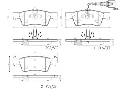 [P85163N] BRAKE PADS REAR BREMBO CERAMIC VAG