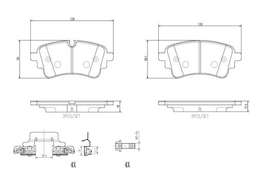 [P85185N] BRAKE PADS REAR BREMBO CERAMIC VAG