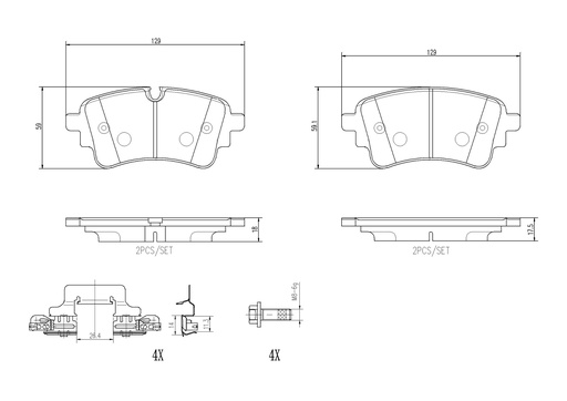[P85185N] REAR PADS BREMBO CERAMIC VAG
