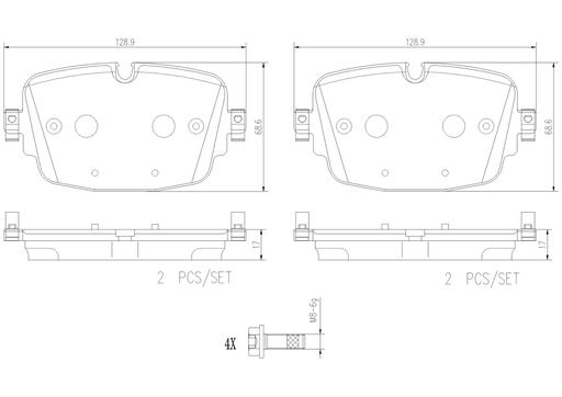 [P85180N] BRAKE PADS REAR BREMBO CERAMIC VAG BENTLEY