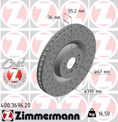 [400.3696.20] BRAKE DISC FRONT 390MM ZIMMERMANN MERC