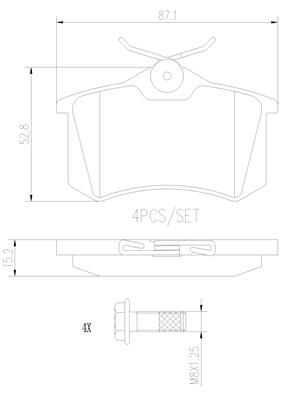[P85017N] BRAKE PADS REAR BREMBO CERAMIC VAG PSA