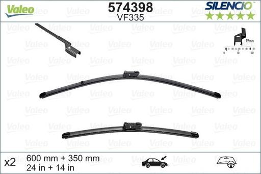 [VF303] WIPER BLADE [FRONT KIT] VALEO SILENCIO [550MM 22 INCH + 550MM 22 INCH - WITH SPOILER FLAT WIPER BLADE]