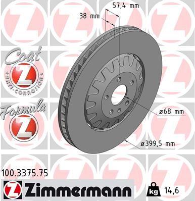[100.3375.75] BRAKE DISC FRONT 400MM ZIMMERMANN VAG