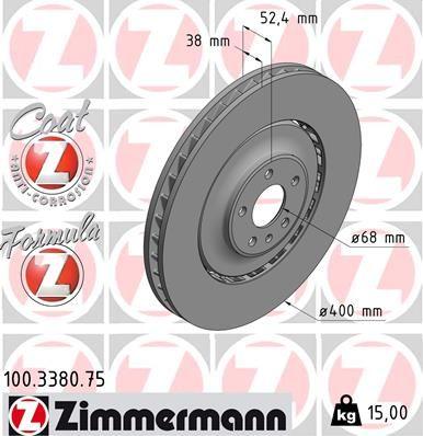 [100.3380.75] BRAKE DISC FRONT 400MM ZIMMERMANN VAG