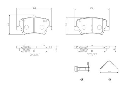 [P86032N] BRAKE PADS REAR BREMBO CERAMIC VOLVO