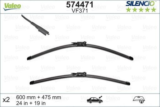 [VF365] WIPER BLADE [FRONT KIT] VALEO SILENCIO [600MM 24 INCH + 475MM 19 INCH - WITH SPOILER FLAT WIPER BLADE]