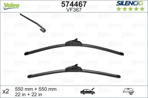 [VF361] WIPER BLADE [FRONT KIT] VALEO SILENCIO [700MM 28 INCH + 530MM 21 INCH - WITH SPOILER FLAT WIPER BLADE]