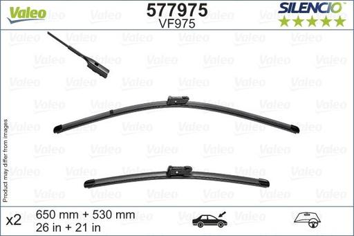 [VF925] WIPER BLADE [FRONT KIT] VALEO SILENCIO [600MM 24 INCH + 550MM 22 INCH - WITH SPOILER FLAT WIPER BLADE]