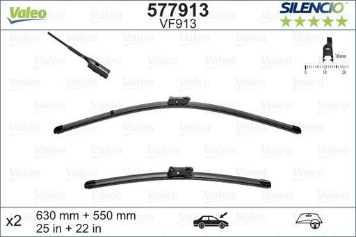 [VF452] WIPER BLADE [FRONT KIT] VALEO SILENCIO [650MM 26 INCH + 475MM 19 INCH - WITH SPOILER FLAT WIPER BLADE]