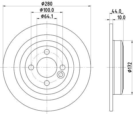[8DD 355 122-971] BRAKE DISC REAR 280MM PAGID MINI
