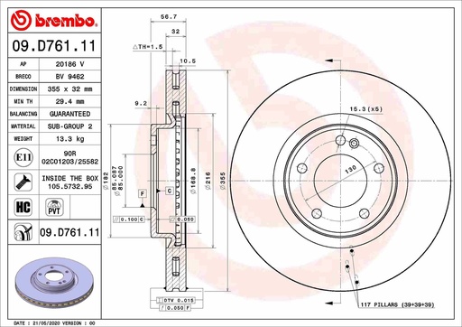 [09.D761.11] FRONT DISC 354MM BREMBO MERC
