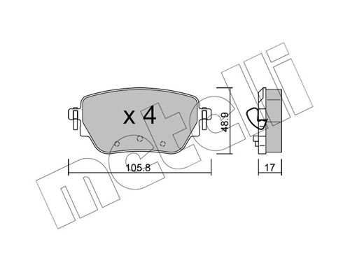 [22-1195-0] BRAKE PADS REAR METELLI MERC