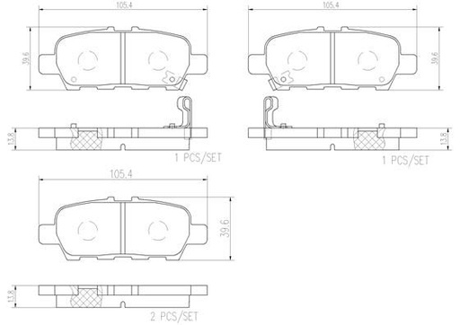 [P56087N] BRAKE PADS REAR BREMBO CERAMIC RENAULT