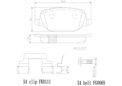 [P23089N] BRAKE PADS REAR BREMBO CERAMIC ALFA